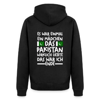 Pakistan Pakistaner Pakistanisches - Unisex Premium Bio Zip Hoodie - Schwarz - Hinten - Nico (187cm)