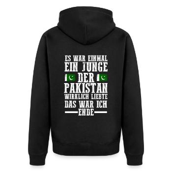 Pakistan Pakistaner Pakistanisches - Unisex Premium Bio Zip Hoodie - Schwarz - Hinten - Nico (187cm)