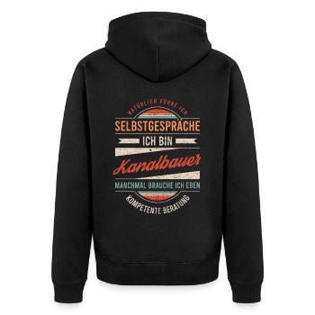 Kanalbauer Arbeitskollege Kollege Geschenk Retro - Unisex Premium Bio Zip Hoodie - Schwarz - Hinten - Nico (187cm)