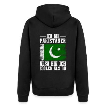 Pakistan Pakistaner Pakistanisches - Unisex Premium Bio Zip Hoodie - Schwarz - Hinten - Nico (187cm)