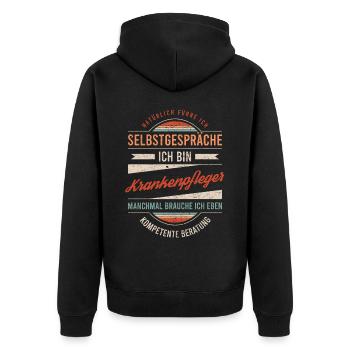 Krankenpfleger Arbeitskollege Kollege Geschenk - Unisex Premium Bio Zip Hoodie - Schwarz - Hinten - Nico (187cm)