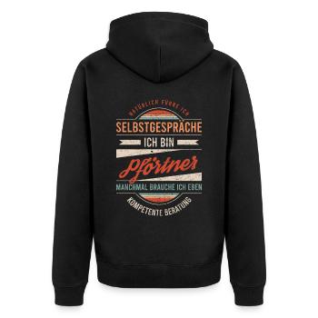 Pförtner Arbeitskollege Kollege Geschenk Retro - Unisex Premium Bio Zip Hoodie - Schwarz - Hinten - Nico (187cm)
