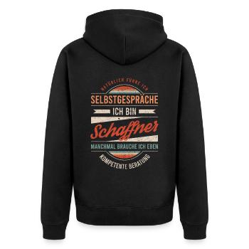 Schaffner Arbeitskollege Kollege Geschenk Retro - Unisex Premium Bio Zip Hoodie - Schwarz - Hinten - Nico (187cm)