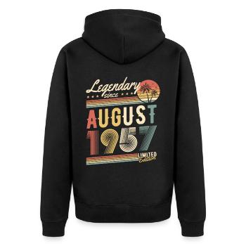 Legendary Since August 1957 Limited Edition - Unisex Premium Bio Zip Hoodie - Schwarz - Hinten - Nico (187cm)
