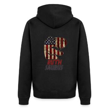 Patriotic Ruth Dinosaur Ruthsaurus - Unisex Premium Bio Zip Hoodie - Schwarz - Hinten - Nico (187cm)