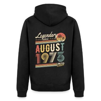 Legendary Since August 1973 Limited Edition - Unisex Premium Bio Zip Hoodie - Schwarz - Hinten - Nico (187cm)