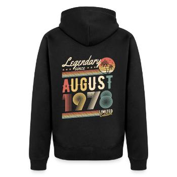 Légendaire depuis août 1978 Édition Limitée - Veste à capuche bio Premium Unisexe - noir - Dos - Nico (187cm)