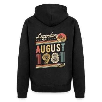 Légendaire depuis août 1981 Edition Limitée - Veste à capuche bio Premium Unisexe - noir - Dos - Nico (187cm)