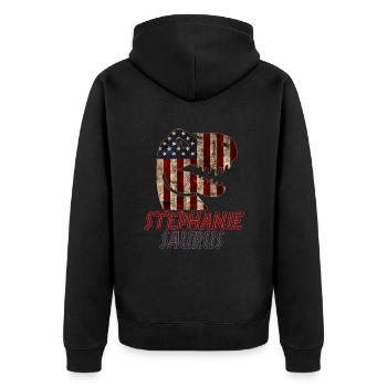 Patriotic Stephanie Dinosaur Stephaniesaurus - Unisex Premium Organic Zip Hoodie - black - Back - Nico (187cm)