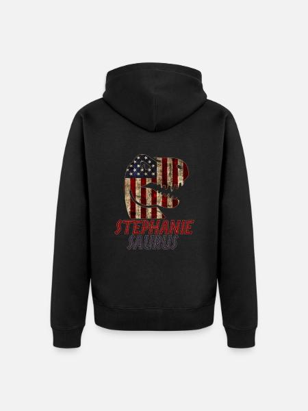 Patriotic Stephanie Dinosaur Stephaniesaurus - Unisex Premium Organic Zip Hoodie - black