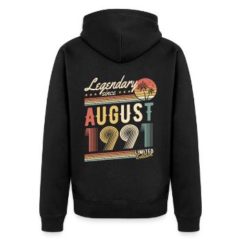 Légendaire depuis août 1991 Edition Limitée - Veste à capuche bio Premium Unisexe - noir - Dos - Nico (187cm)