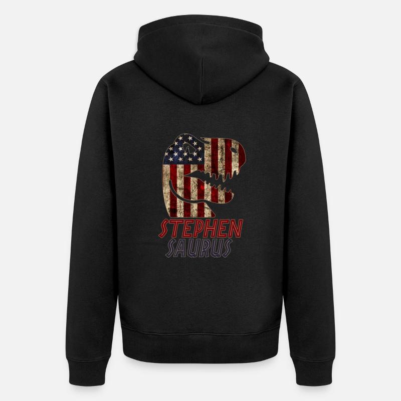 Patriotic Stephen Dinosaur Stephensaurus - Unisex Premium Bio Zip Hoodie - Schwarz