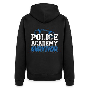 Police Academy Survivor - Police Student - Unisex Premium Organic Zip Hoodie - black - Back - Nico (187cm)