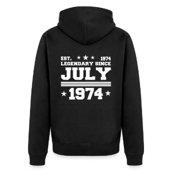 48ème anniversaire Juillet né 1974 Idée cadeau - Veste à capuche bio Premium Unisexe - noir - Dos - Nico (187cm)