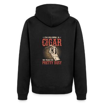 Cigar - Unisex Premium Organic Zip Hoodie - black - Back - Nico (187cm)