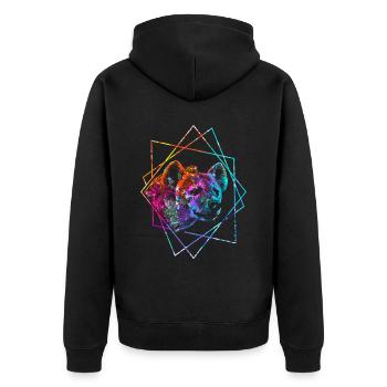 Hyäne - Unisex Premium Bio Zip Hoodie - Schwarz - Hinten - Nico (187cm)