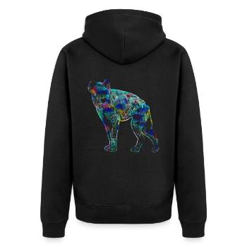 Hyena - Unisex Premium Organic Zip Hoodie - black - Back - Nico (187cm)