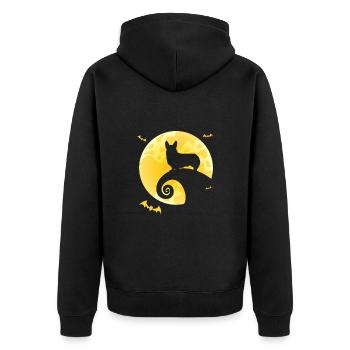 Corgi Halloween - Unisex Premium Bio Zip Hoodie - Schwarz - Hinten - Nico (187cm)