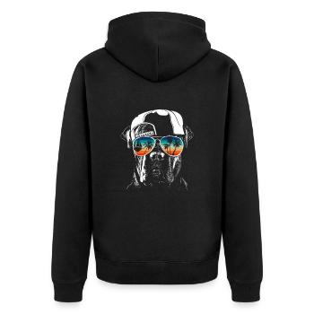 Dog with cool sunglasses for holidaymakers - Unisex Premium Organic Zip Hoodie - black - Back - Nico (187cm)