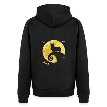 Welsh Corgi Halloween Hund Hunde Geschenk - Unisex Premium Bio Zip Hoodie - Schwarz - Hinten - Nico (187cm)
