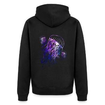 Bunte Qualle - Unisex Premium Bio Zip Hoodie - Schwarz - Hinten - Nico (187cm)