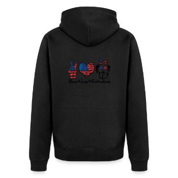 Peace Love Dalmatian - Hunde - Unisex Premium Bio Zip Hoodie - Schwarz - Hinten - Nico (187cm)