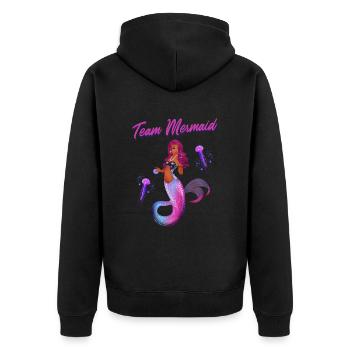 Meerjungfrauen Schwimmen Spruch Team Mermaid - Unisex Premium Bio Zip Hoodie - Schwarz - Hinten - Nico (187cm)