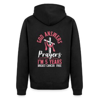 Dieu répond aux prières Survivante du cancer du sein - Veste à capuche bio Premium Unisexe - noir - Dos - Nico (187cm)