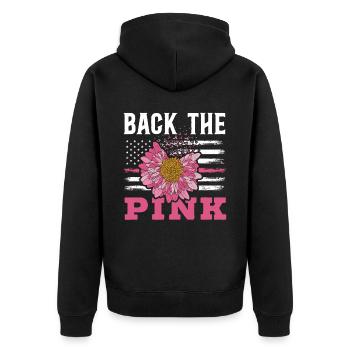 Retour Le drapeau rose des États-Unis Sensibilisation au cancer du sein - Veste à capuche bio Premium Unisexe - noir - Dos - Nico (187cm)