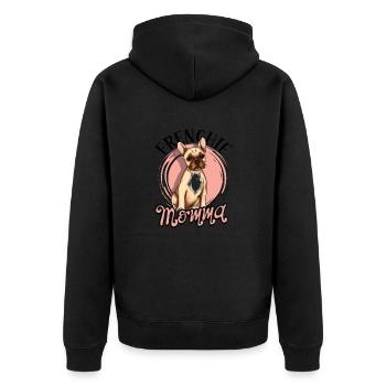 Frenchie Momma - Besitzerin einer französischen Bulldogge - Unisex Premium Bio Zip Hoodie - Schwarz - Hinten - Nico (187cm)