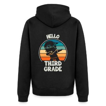 Lehrer Der Dritten Klasse Für Den Schulanfang - Unisex Premium Bio Zip Hoodie - Schwarz - Hinten - Nico (187cm)