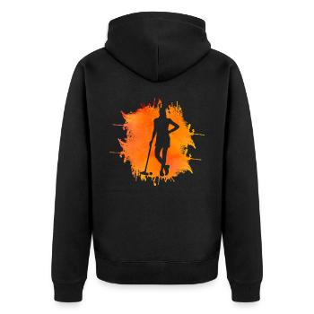 Krocket Retro - Unisex Premium Bio Zip Hoodie - Schwarz - Hinten - Nico (187cm)