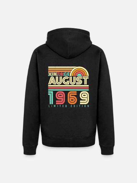 Birthday greeting August 1969 - Unisex Premium Organic Zip Hoodie - black