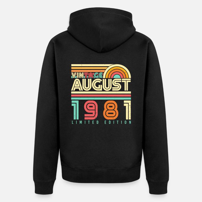 Août 1981 Millésime - Veste à capuche bio Premium Unisexe - noir