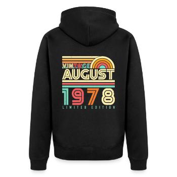 Août 1978 Millésime - Veste à capuche bio Premium Unisexe - noir - Dos - Nico (187cm)
