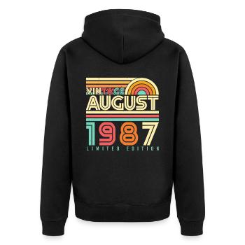 August 1987 Retro - Unisex Premium Organic Zip Hoodie - black - Back - Nico (187cm)