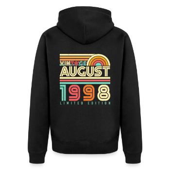 Mois de naissance Août 1998 - Veste à capuche bio Premium Unisexe - noir - Dos - Nico (187cm)