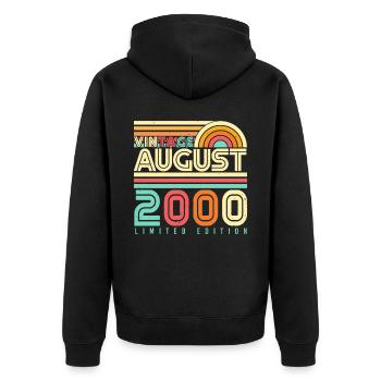 Geboren Im August 2000 - Unisex Premium Bio Zip Hoodie - Schwarz - Hinten - Nico (187cm)