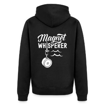 Magnetic Whisperer Magnetic Fishing Magnetic Fisherman - Unisex Premium Organic Zip Hoodie - black - Back - Nico (187cm)