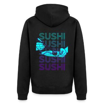 Sushi Rétro - Veste à capuche bio Premium Unisexe - noir - Dos - Nico (187cm)