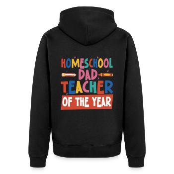 Homeschool Papa Lehrer Des Jahres Homeschooling - Unisex Premium Bio Zip Hoodie - Schwarz - Hinten - Nico (187cm)