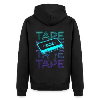 Cassette Tape Retro - Unisex Premium Organic Zip Hoodie - black - Back - Nico (187cm)