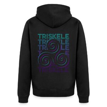 Triskele Triskelion Altes keltisches Symbol - Unisex Premium Bio Zip Hoodie - Schwarz - Hinten - Nico (187cm)