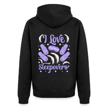 Ich Liebe Übernachtungen Süß Party Übernachten - Unisex Premium Bio Zip Hoodie - Schwarz - Hinten - Nico (187cm)