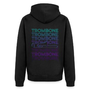 Trombone Trombone Trombonist Retro - Unisex Premium Organic Zip Hoodie - black - Back - Nico (187cm)