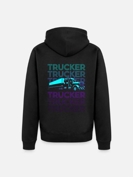 Trucker Lkw-Fahrer Retro - Unisex Premium Bio Zip Hoodie - Schwarz