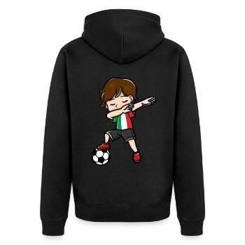 Dabbing Young Football Players Italian Flag - Unisex Premium Organic Zip Hoodie - black - Back - Nico (187cm)