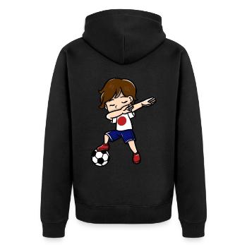 Dabbing Young Football Players Japanese Flag - Unisex Premium Organic Zip Hoodie - black - Back - Nico (187cm)