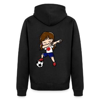 Dabbing Girls Soccer Player Japanese Flag - Unisex Premium Organic Zip Hoodie - black - Back - Nico (187cm)