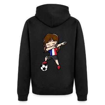 Tupfende Mädchen Fußballspieler Französisch - Unisex Premium Bio Zip Hoodie - Schwarz - Hinten - Nico (187cm)